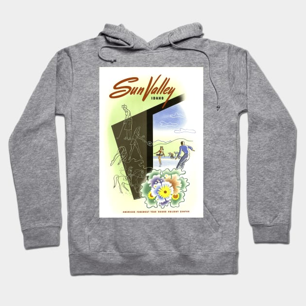 Sun Valley, Idaho, America's Foremost Year 'Round Holiday Center - Vintage Travel Poster Hoodie by GoshaDron